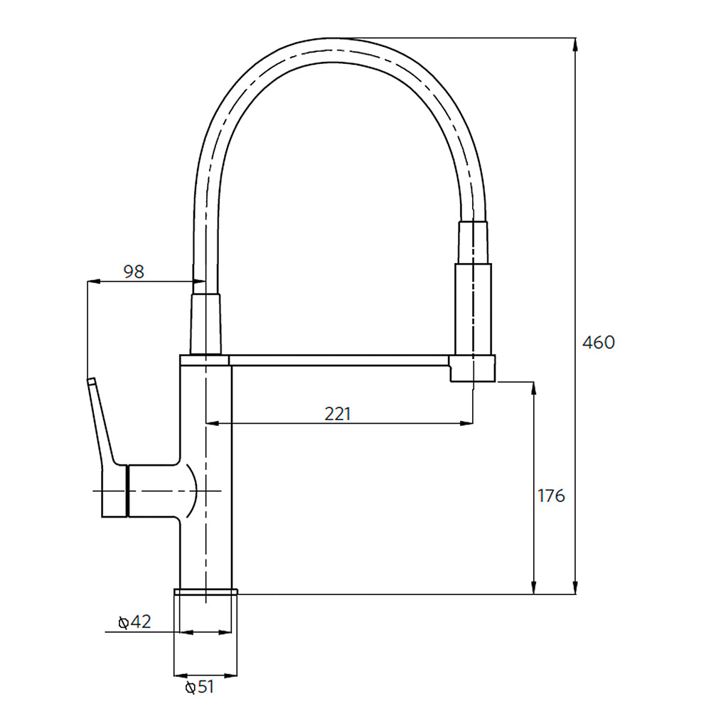 Monomando Lavaplatos Flexible Exo Cromo/Negro Mate