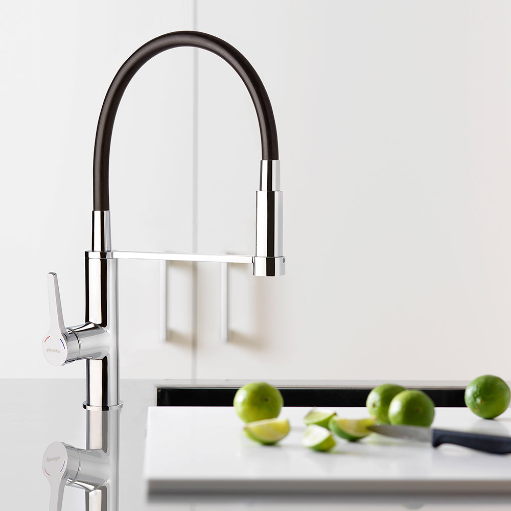 Monomando Lavaplatos Flexible Exo Cromo/Negro Mate