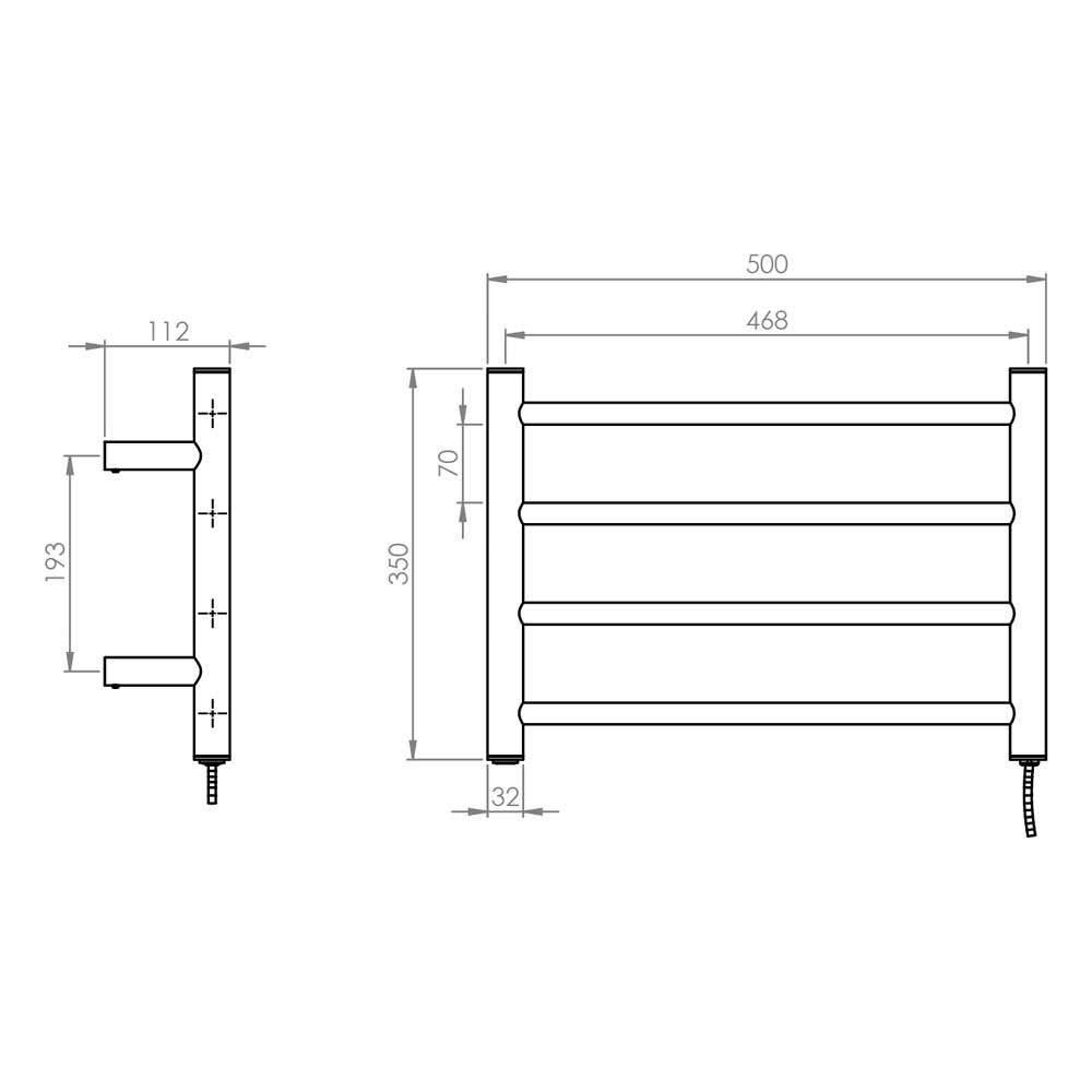 Secador de Toallas Eléctrico 4 Barras Blanco