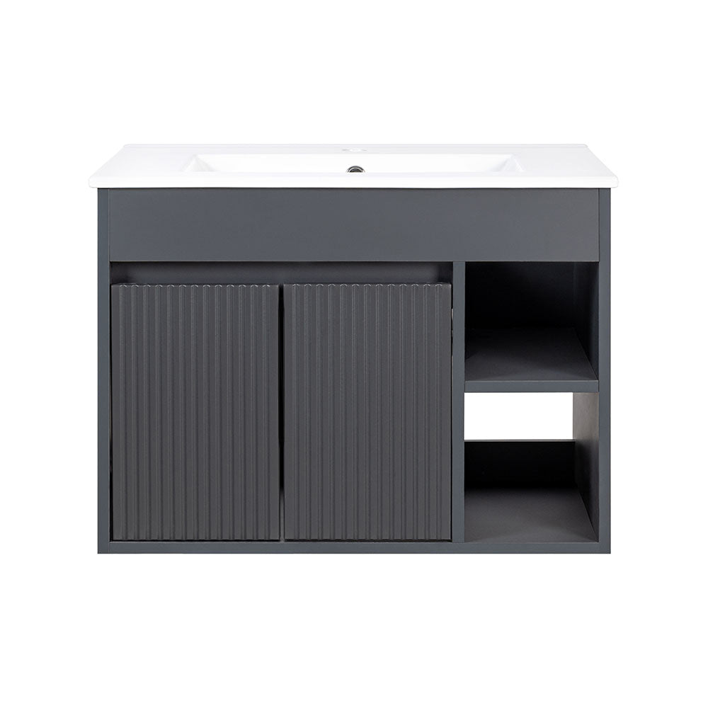 Mueble Vanitorio Lille Dark Grey Texturado + Cubierta 70x46x50 cm