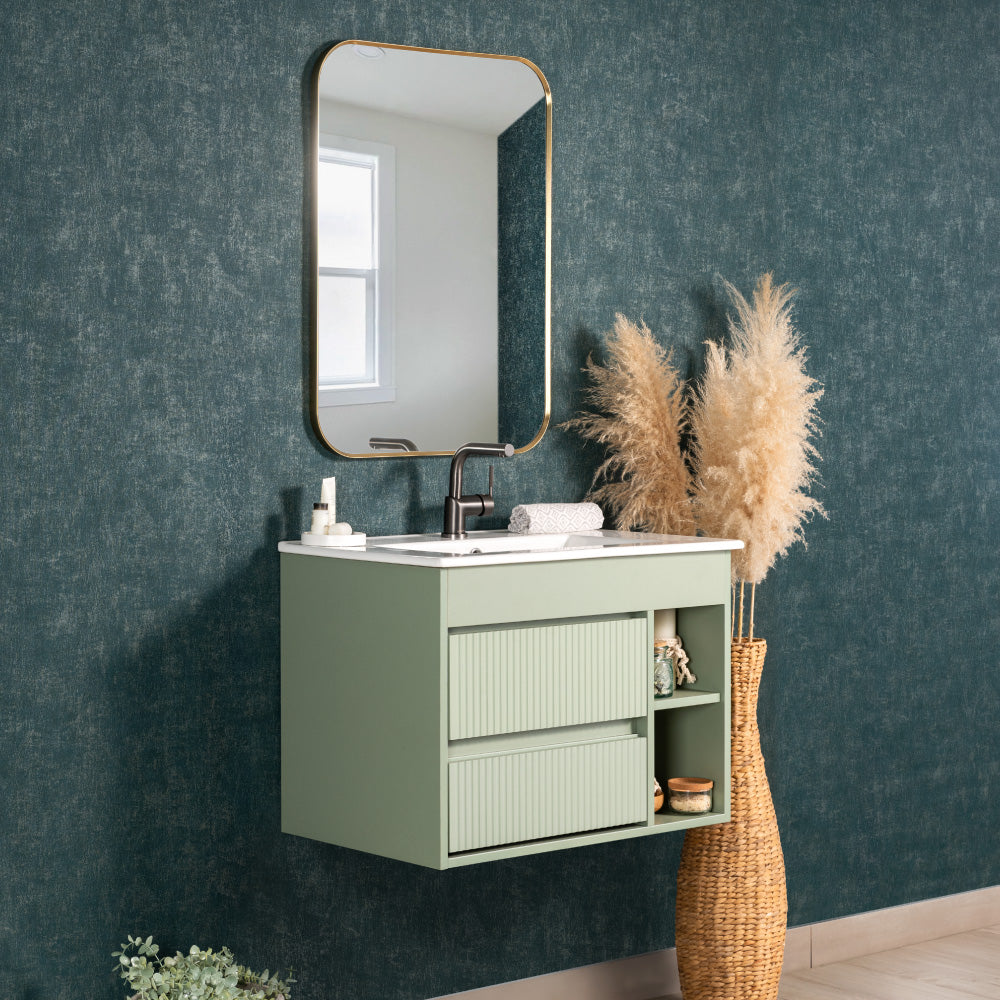 Mueble Vanitorio Texturado Paris Sage Green Texturado + Cubierta 60x46x50 cm