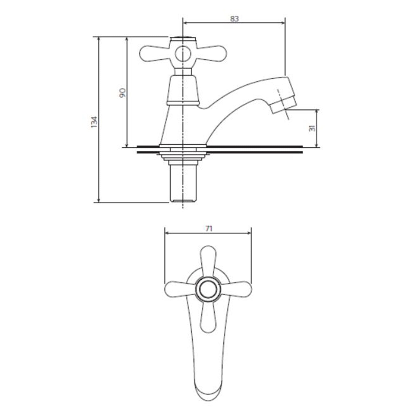 Llave Lavamanos Mossini Cruz Cromo
