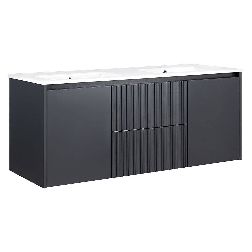 Mueble Vanitorio Sophie Texturado Dark Grey Texturado + Cubierta 120x46x50 cm