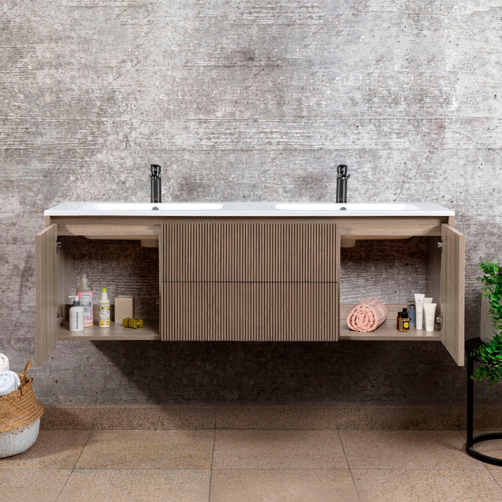 Mueble Vanitorio Sophie Texturado Lenga Texturado + Cubierta 120x46x50 cm