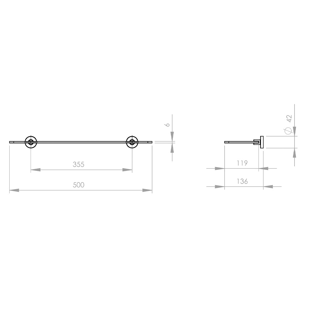 Repisa de Vidrio 50 cm Soporte Negro Mate