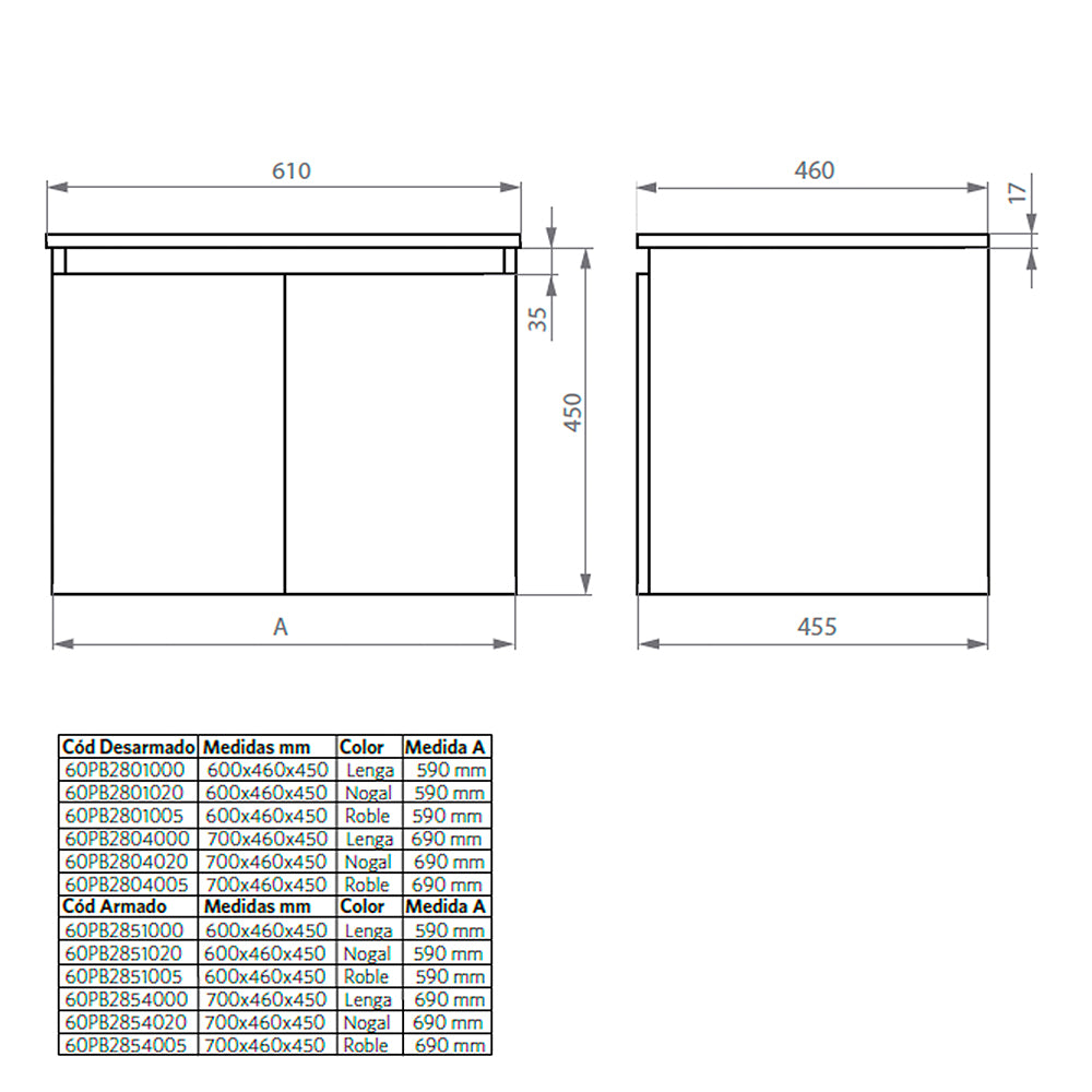 Mueble de Baño Completo Ermes Roble