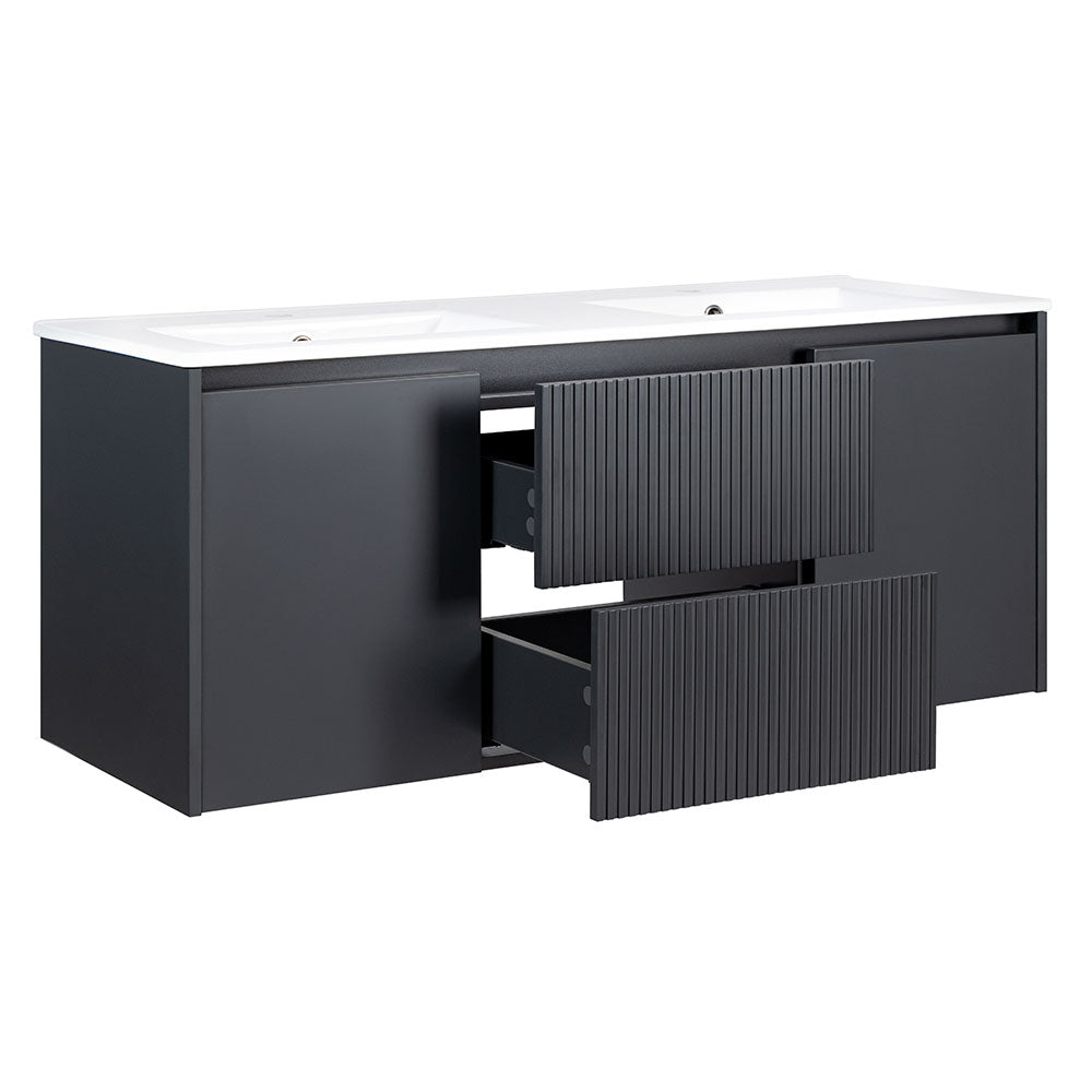 Mueble Vanitorio Sophie Texturado Dark Grey Texturado + Cubierta 120x46x50 cm