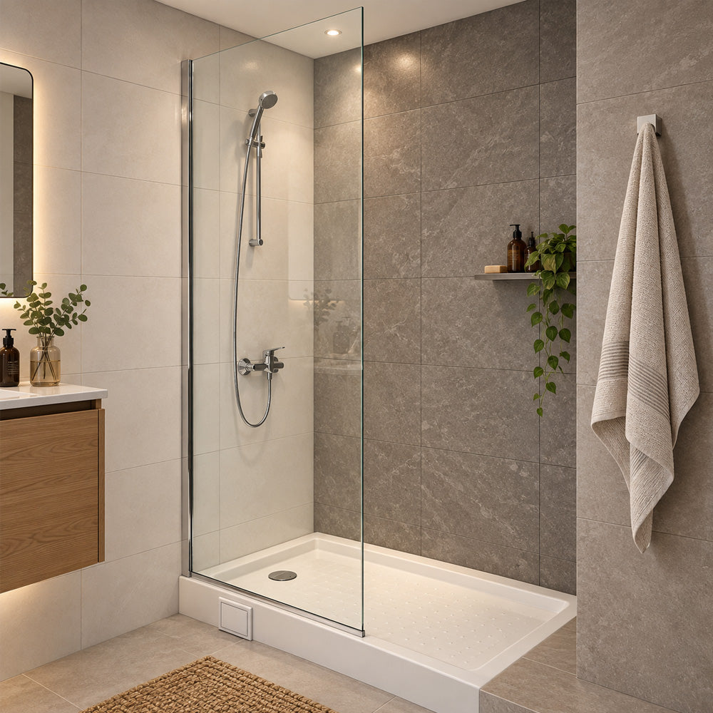 Mampara Fija 185x90 cm Ajustable ±1 cm Cromado