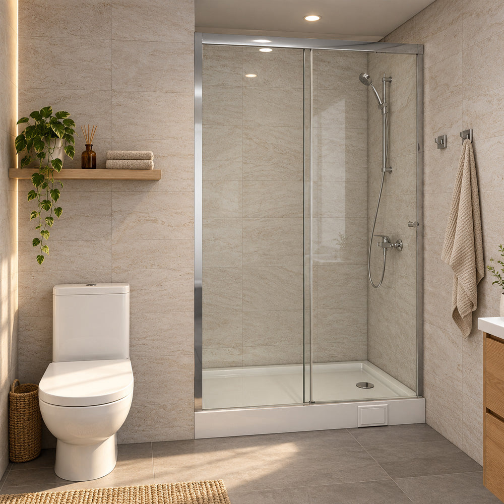 Mampara Corredera 140x185 cm Ajustable ±3 cm Cromado