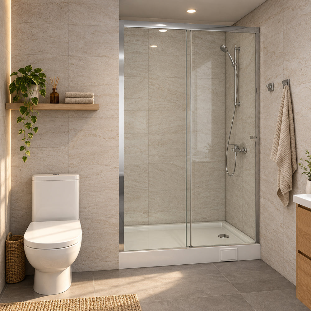 Mampara Corredera 185x160 cm Ajustable ±3 cm Cromado