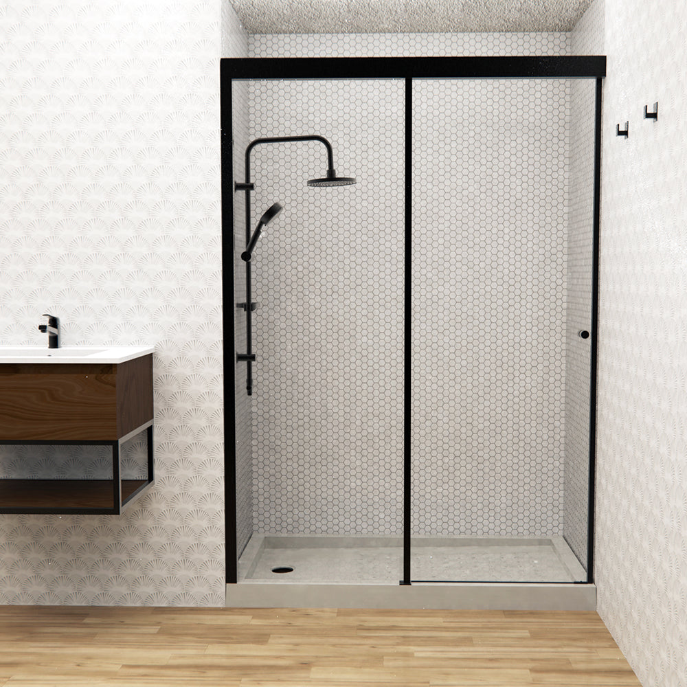 Mampara Corredera Hera 160x185 cm Negro Mate Ajustable ±3 cm