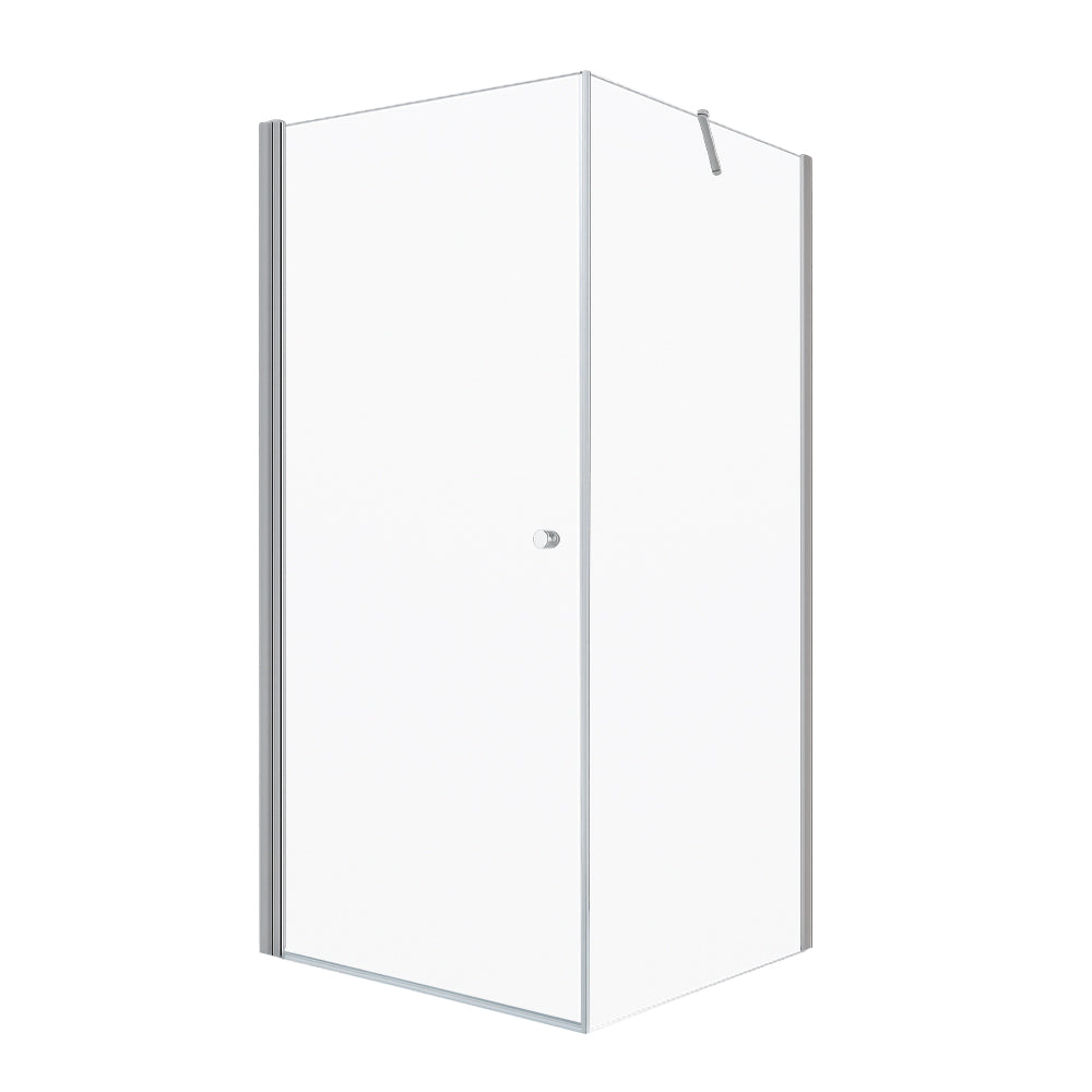 Mampara Esquinera 80x 80x185 cm Puerta Abatible Vidrio 6 mm Perfil Cromado