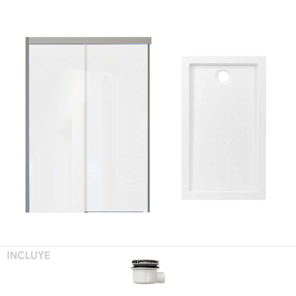 Pack Baño Oviedo | Mampara Corredera + Receptáculo | 110 cm ancho