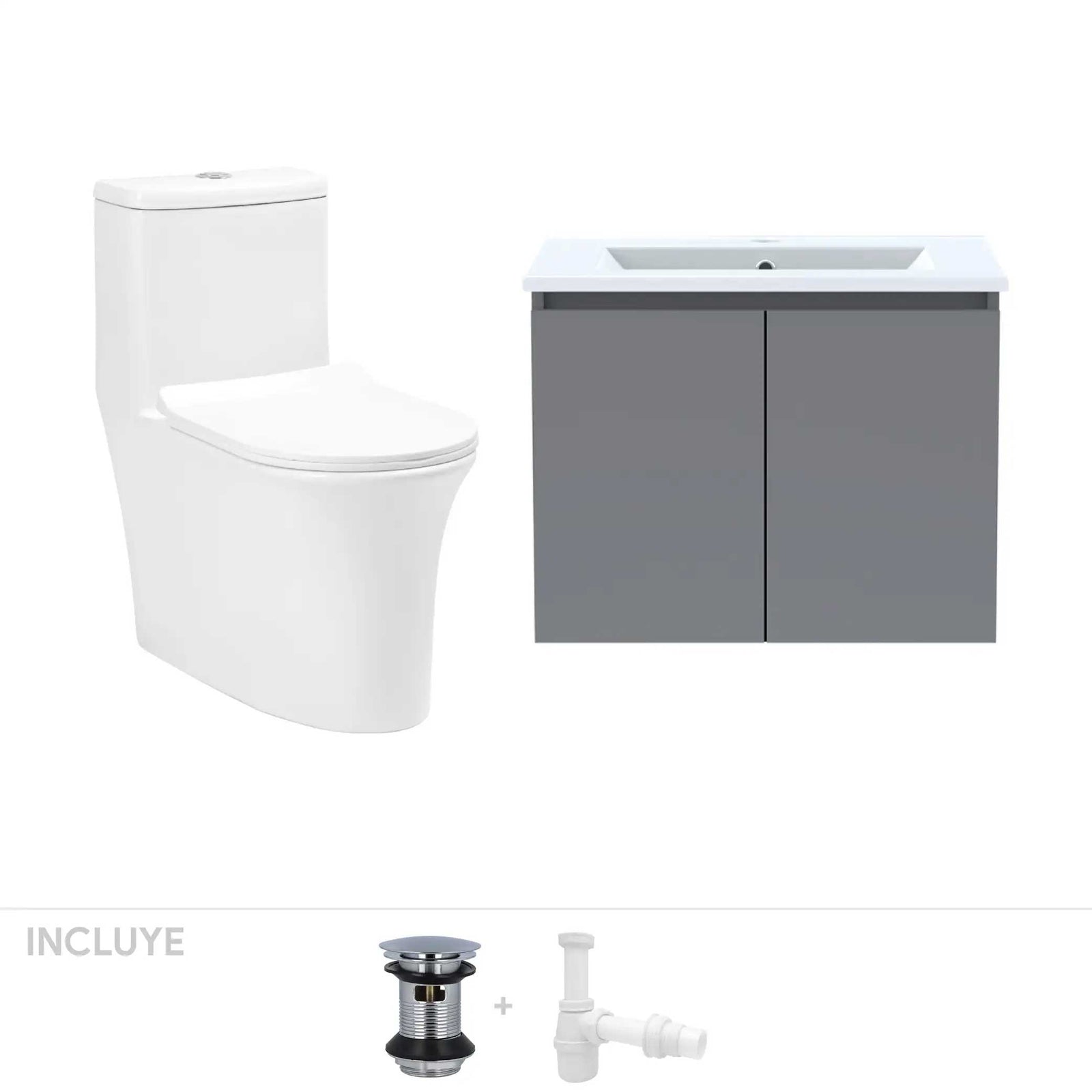 Pack Baño Toledo Cinza | Mueble + Sanitario