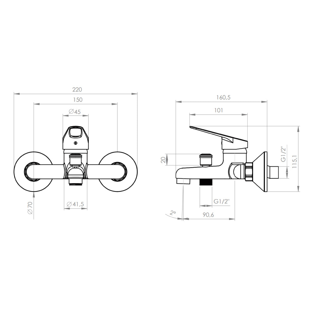 Monomando Tina Ducha Cincinnati Cromo