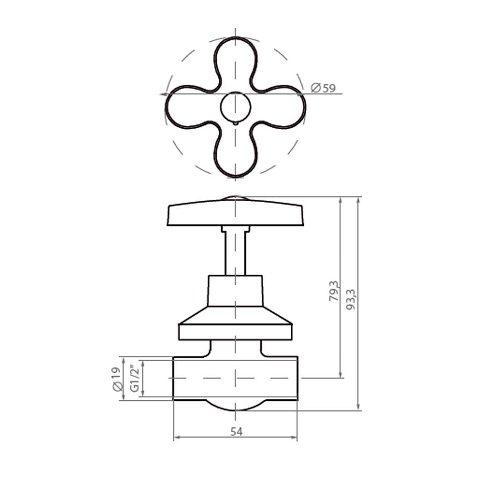 Llave Paso Campana Cr/Cruz  So-So 1/2