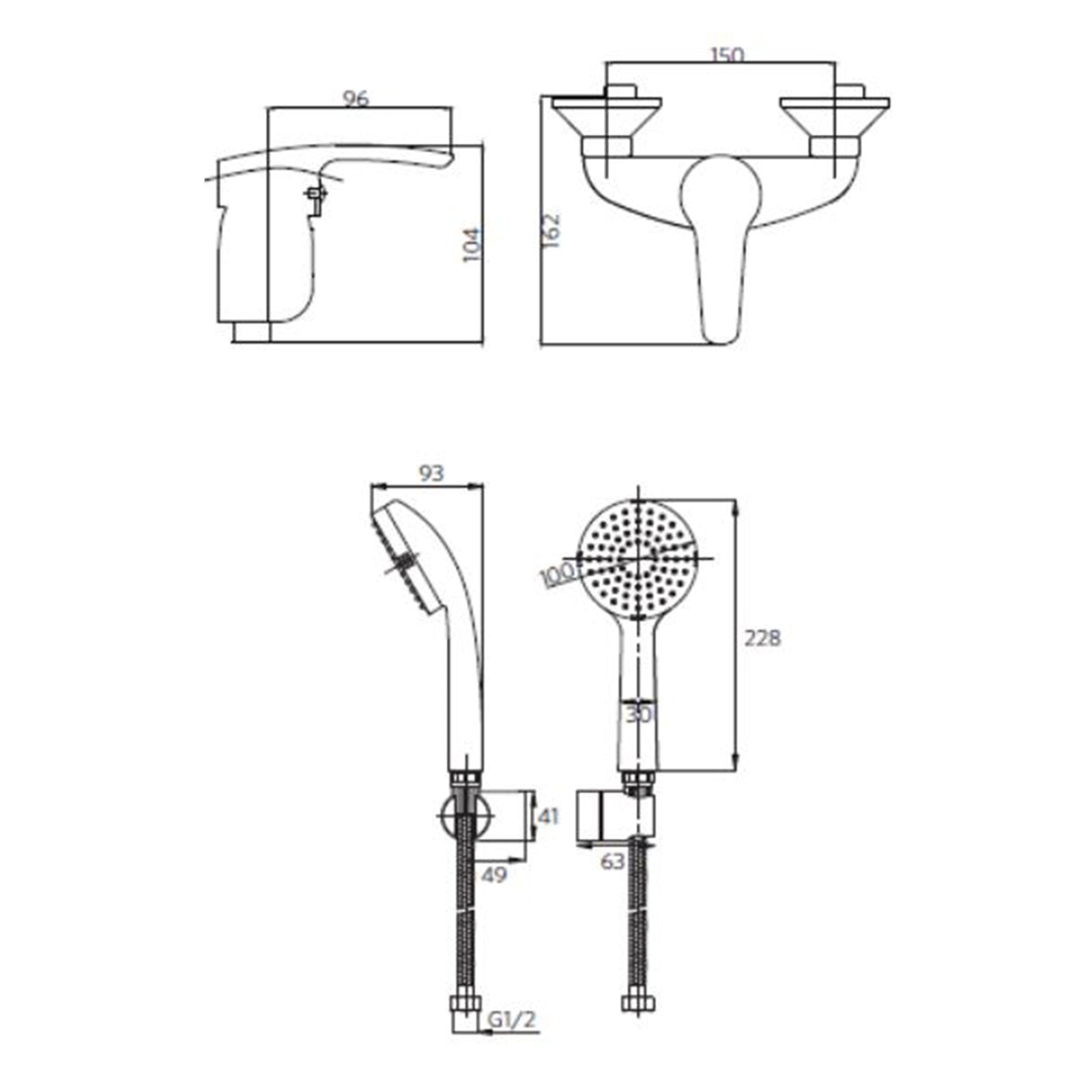 Monomando Ducha Muzio Cromo