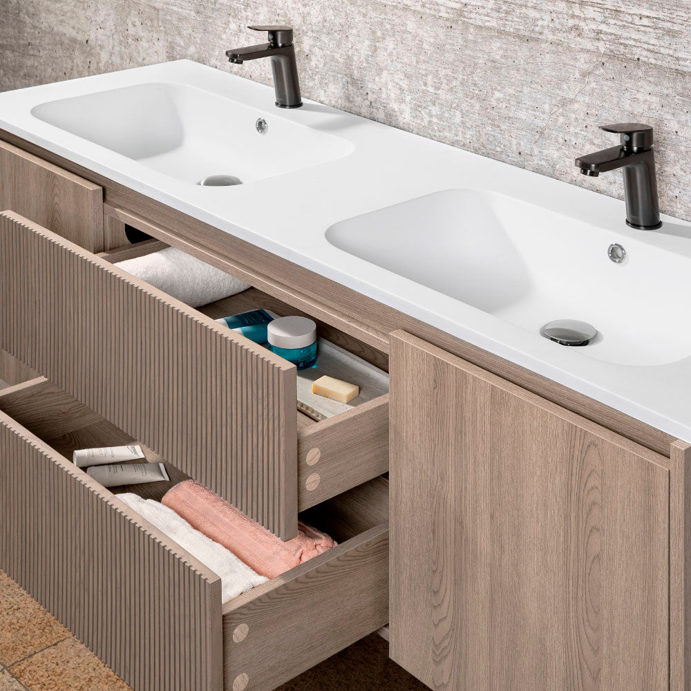 Mueble Vanitorio Sophie Texturado Lenga Texturado + Cubierta 120x46x50 cm